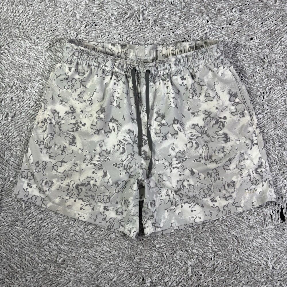 Huk Pursuit Fin Flats Volley Swim Shorts Mens Large Gray Drawstring Beach Summer